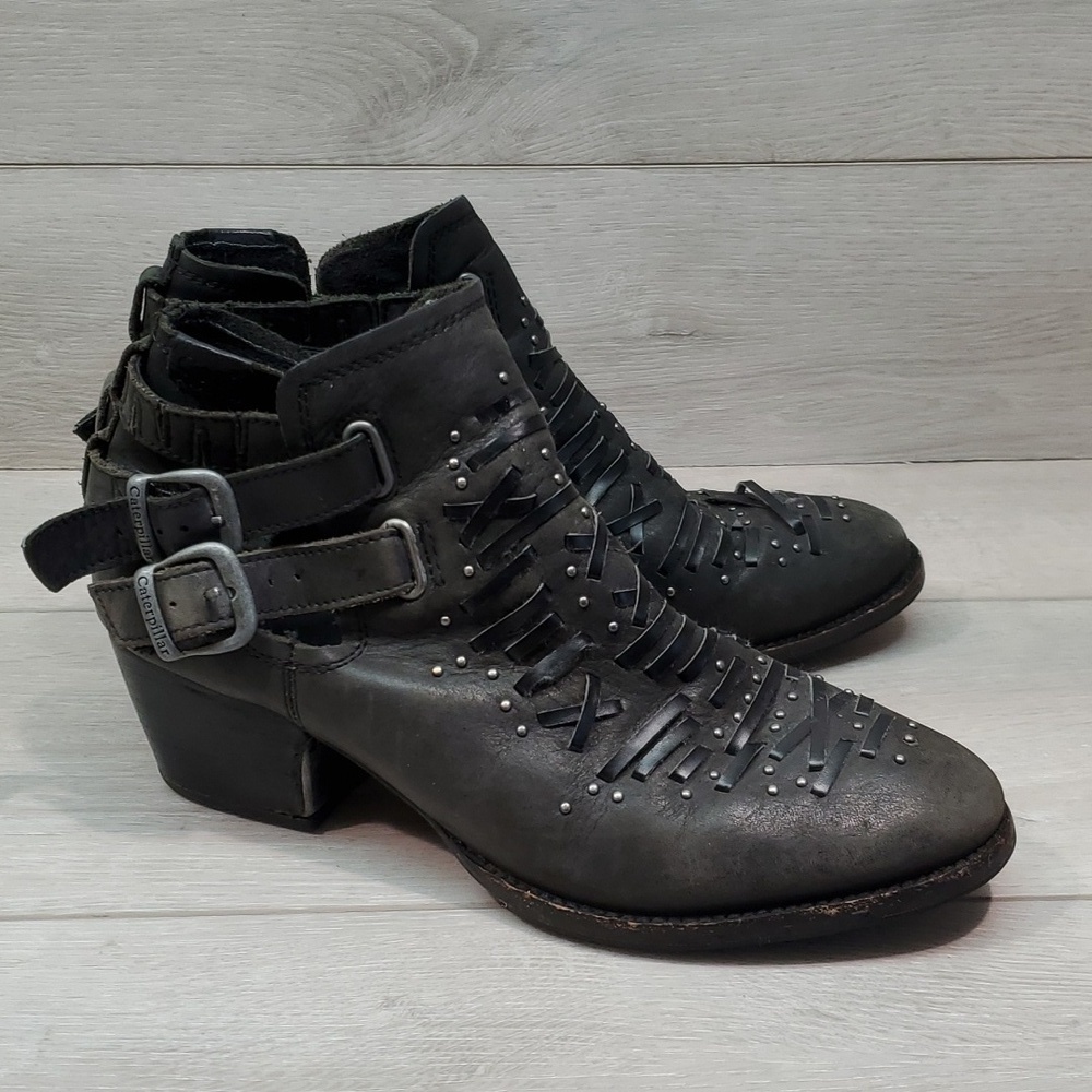 Caterpillar Womens Leather Moto Boots shoes sz 8.5